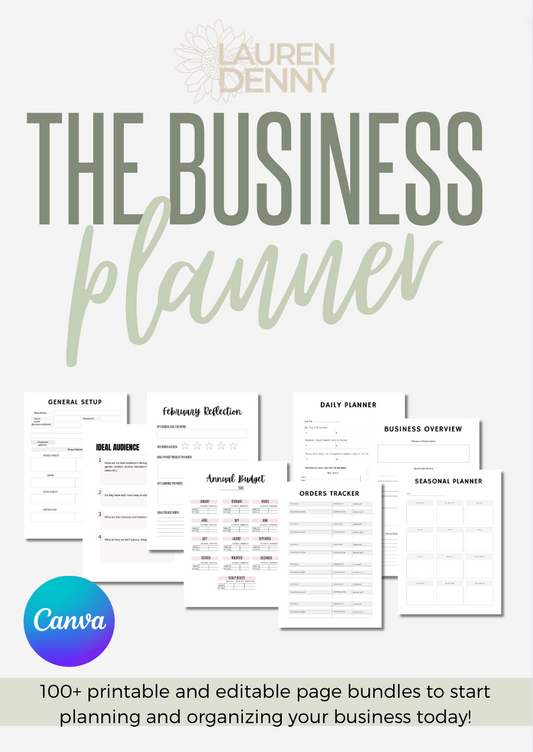 Editable Business Planner; Canva Templates, Small Business Planner; Bundle, Small Business, Templates, Finance, Project, calendar Trackers.