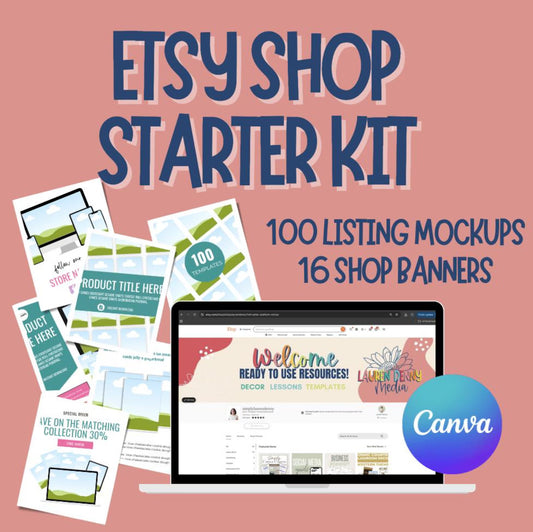 Editable Start Your Etsy Shop Kit, Branding Kit, Etsy Listing Template, Banner, Etsy Mockup, Digital Products, Editable Canva, Etsy Seller