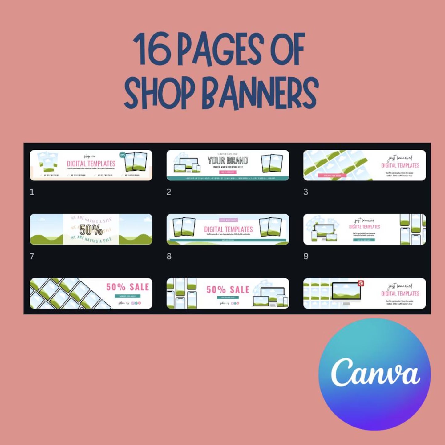 Editable Start Your Etsy Shop Kit, Branding Kit, Etsy Listing Template, Banner, Etsy Mockup, Digital Products, Editable Canva, Etsy Seller