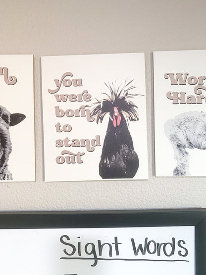 5 Farm Animal Motivational Digital Print Sign